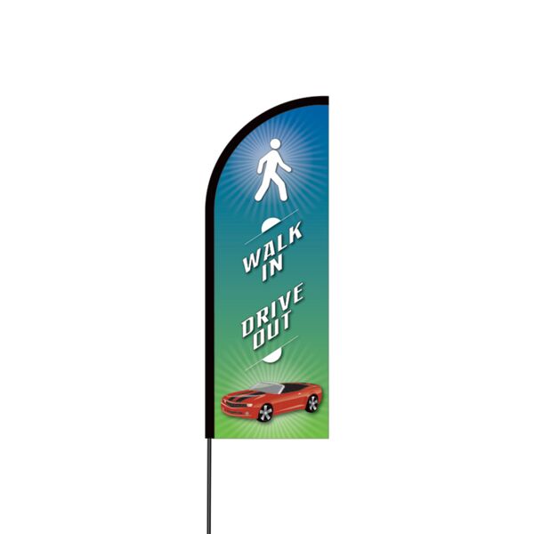 Walk In Drive Out Flex Banner Flag - 11ft Thumbnail