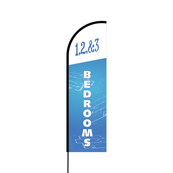 1 2 & 3 Bedrooms Available Flex Banner Flag - 14 (Single Sided) Thumbnail