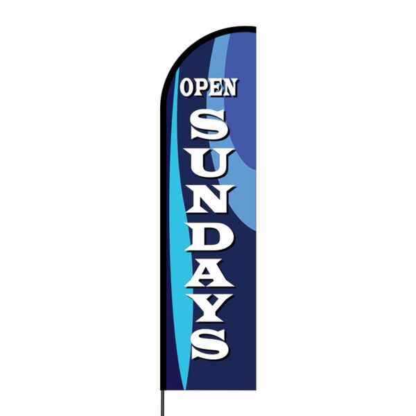 Open Sundays Flex Banner Flag - 16ft (Single Sided) Thumbnail