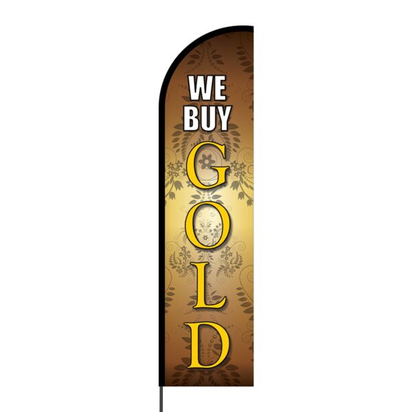 We Buy Gold Flex Banner Flag - 16ft (Single Sided) Thumbnail