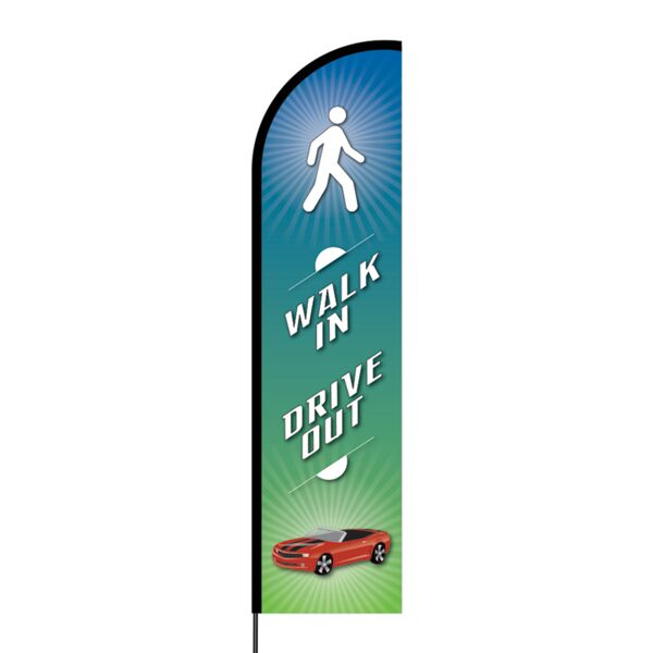 Walk In Drive Out Flex Banner Flag - 16ft (Single Sided) Thumbnail