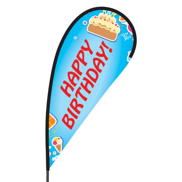 Happy Birthday Flex Blade Flag - 09' Single Sided Thumbnail
